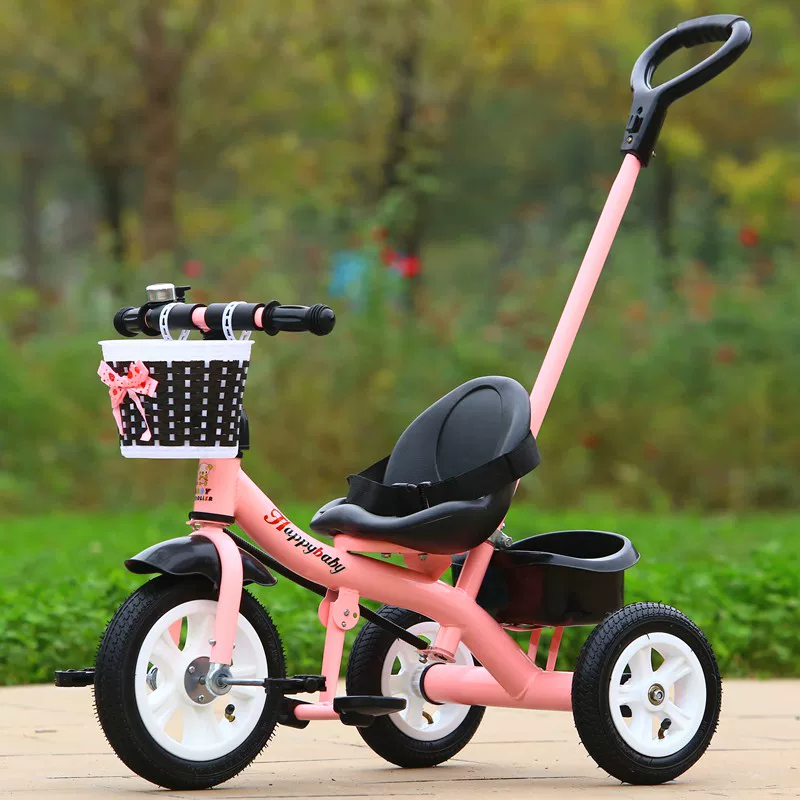 Miset Children's Tricycle High spec Bicycle with Storage Basket 1-6 Year Old Push Handle Baby Bike Foam Wheel Recommended