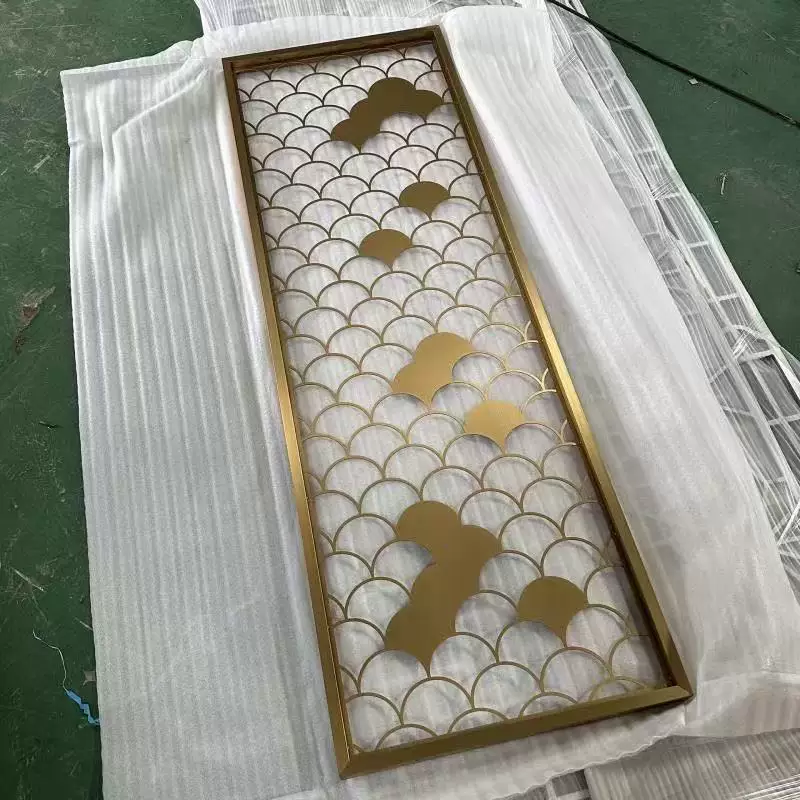 Stainless steel screen, wrought iron partition, living room entrance, new Chinese modern minimalist decorative wall, hollow out shading grille