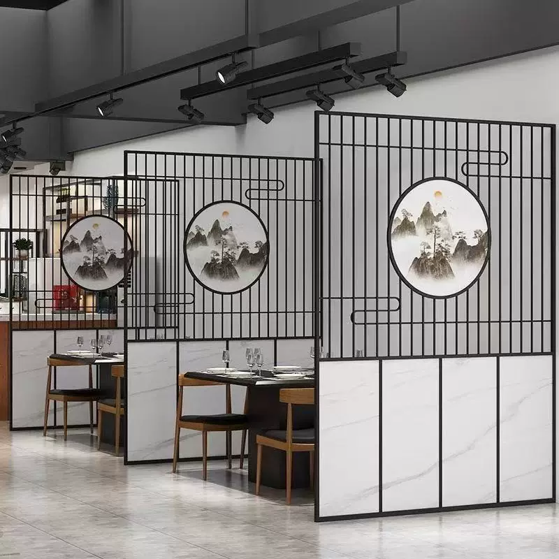 Stainless steel screen, wrought iron partition, living room entrance, new Chinese modern minimalist decorative wall, hollow out shading grille