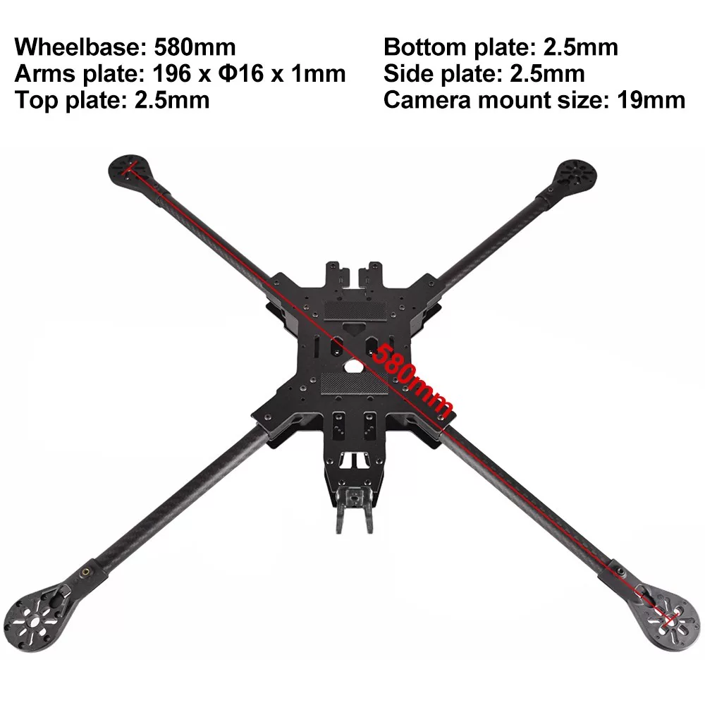 Four axis circular tube carbon fiber frame IDF10/13/15 inch FPV crossing drone frame source factory