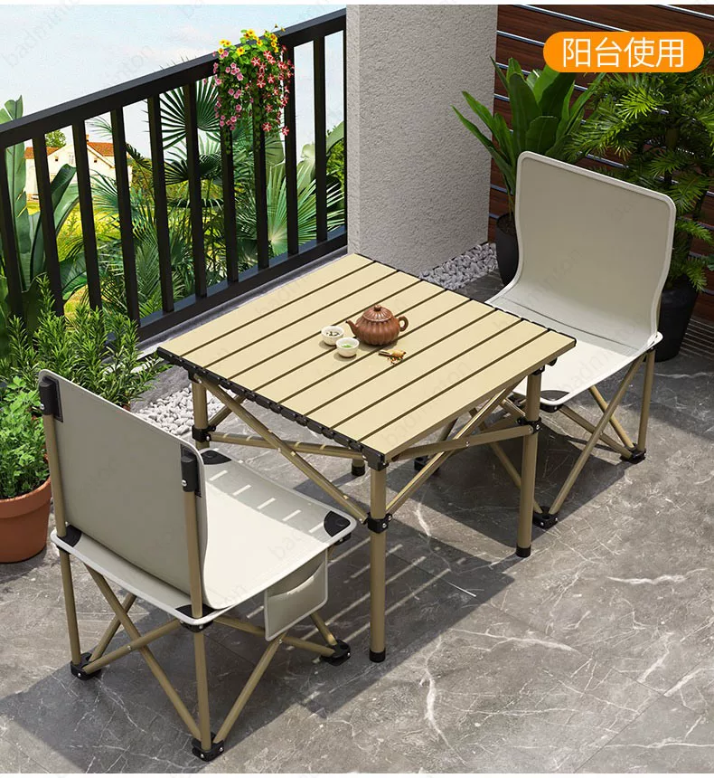 Outdoor folding dining table, car camping lightweight set, home retractable portable night market stall, lazy chair