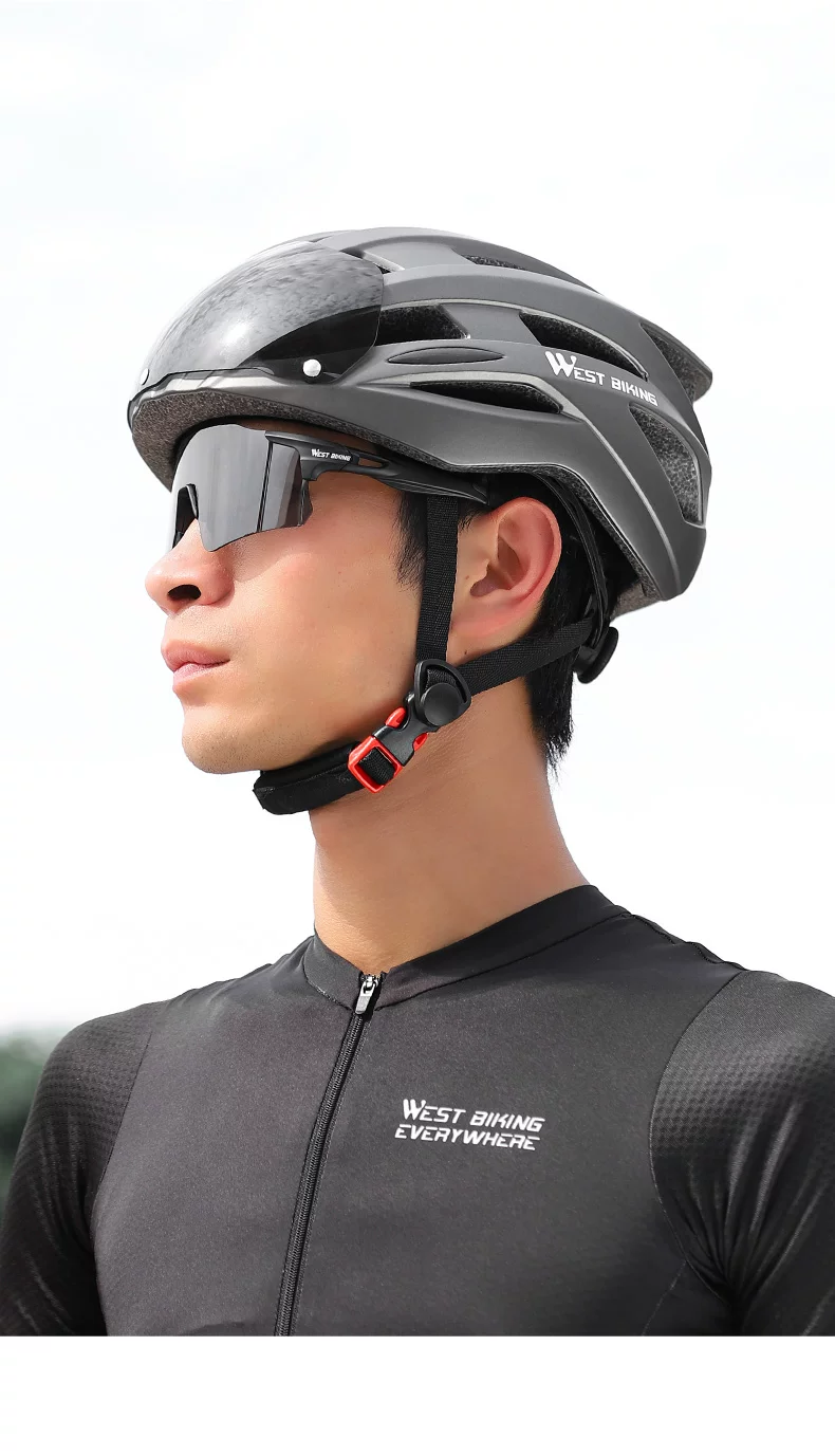 West rider bicycle helmet, color changing goggles, riding helmet, male and female integrated mountain road bike safety helmet