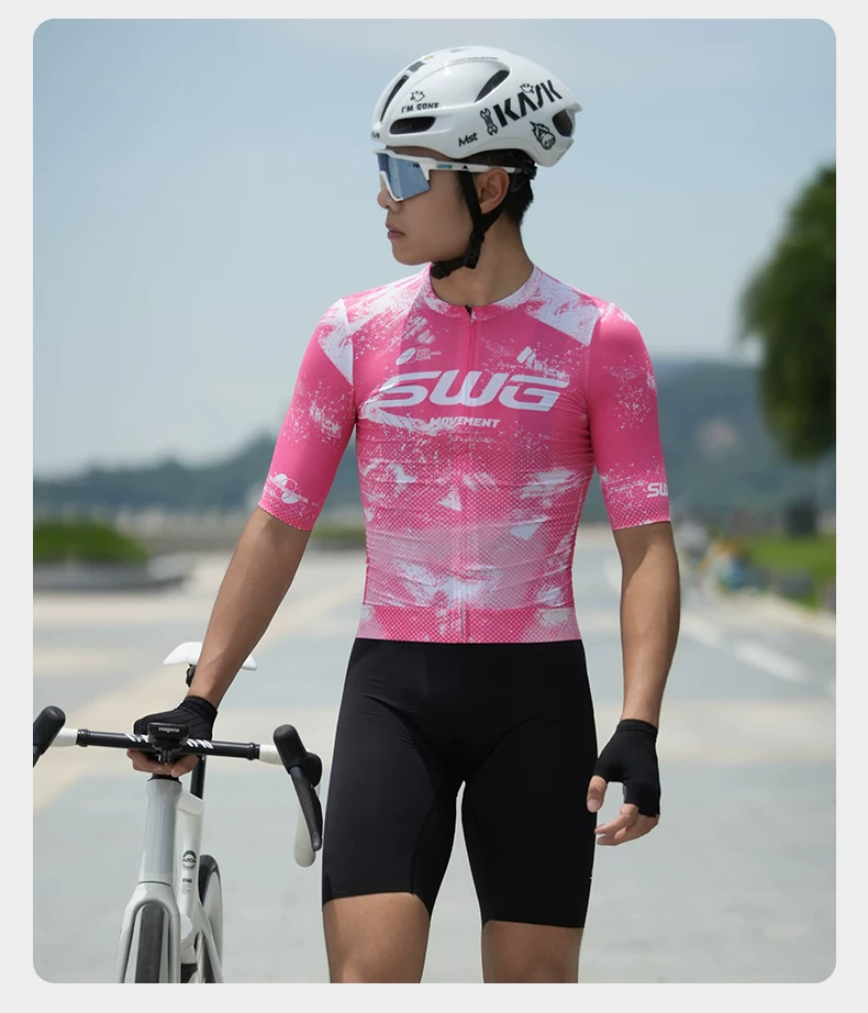 SWG Mingsheng exclusive summer short sleeved cycling suit for men, breathable and quick drying road cycling professional cycling suit