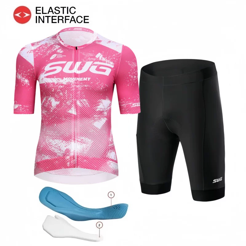 SWG Mingsheng exclusive summer short sleeved cycling suit for men, breathable and quick drying road cycling professional cycling suit
