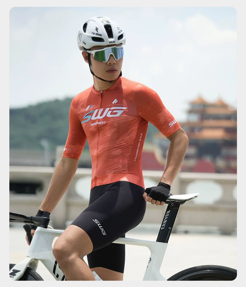 SWG Mingsheng exclusive summer short sleeved cycling suit for men, breathable and quick drying road cycling professional cycling suit