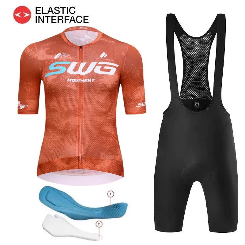 SWG Mingsheng exclusive summer short sleeved cycling suit for men, breathable and quick drying road cycling professional cycling suit