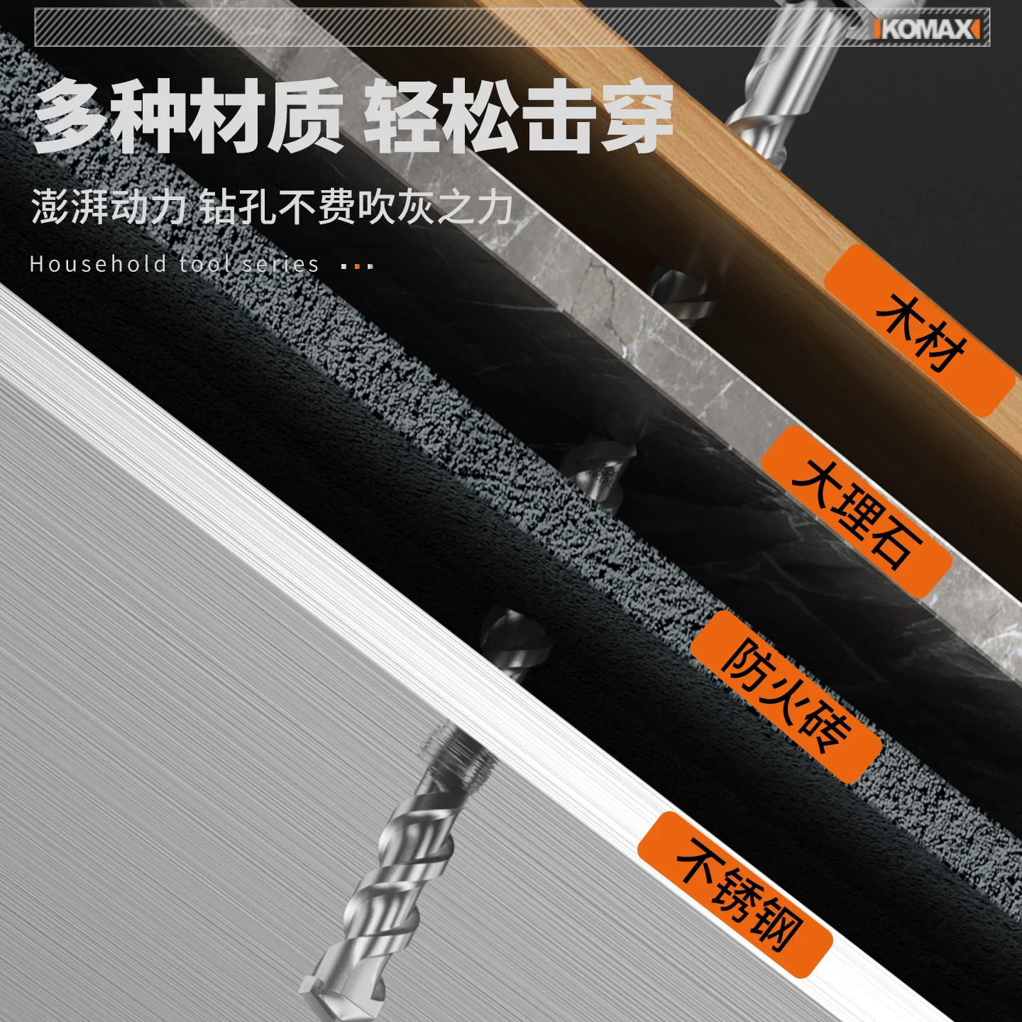 Komax household multi-function tool box set, Zhejiang-made electrical hardware kit, including a brushless electric drill
