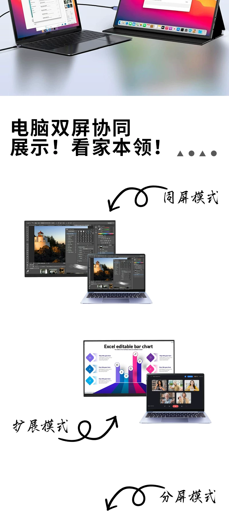 Wushi portable monitor 14/15.6-inch 165HZ laptop expansion screen PS5/SWITCH external 4K secondary screen