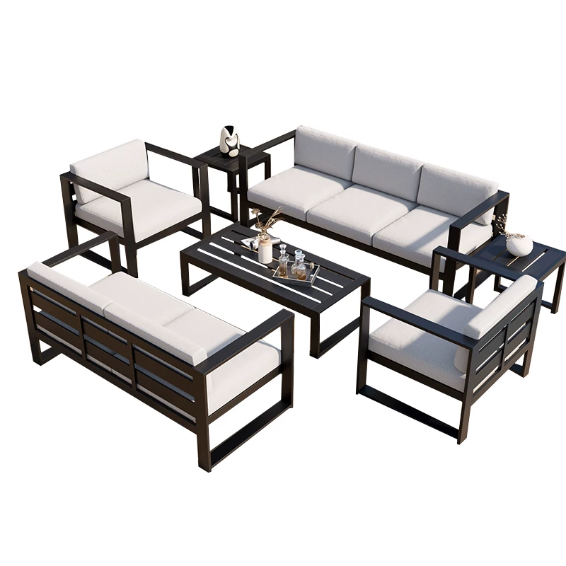 Outdoor Sofa, Courtyard Garden, Outdoor Aluminum Alloy Outdoor Tea Table Combination, Balcony, Leisure, Waterproof, Sunscreen, Rattan Weaving