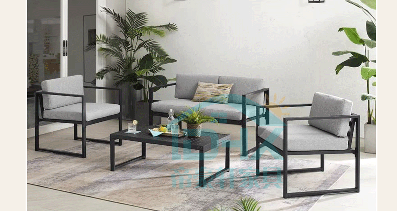 Outdoor Sofa, Courtyard Garden, Outdoor Aluminum Alloy Outdoor Tea Table Combination, Balcony, Leisure, Waterproof, Sunscreen, Rattan Weaving