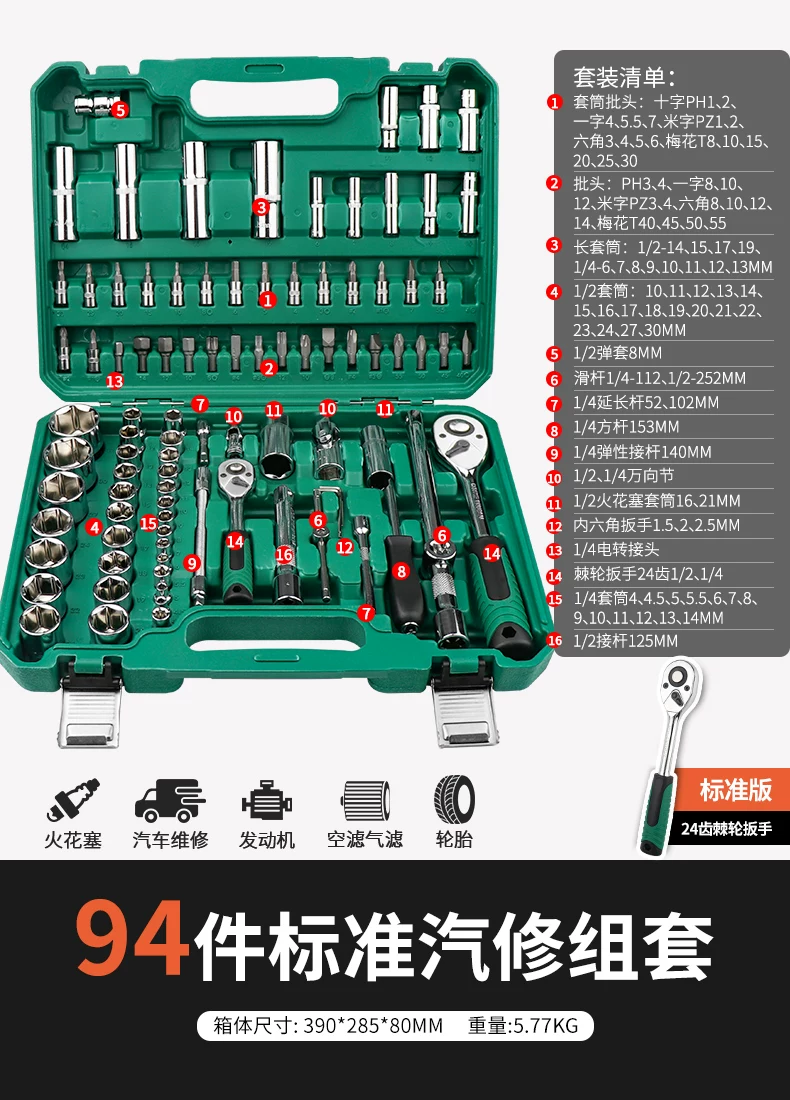 Taiwan made ratchet wrench combination new energy vehicle special socket repair tool set 4S store recommends CR-V material