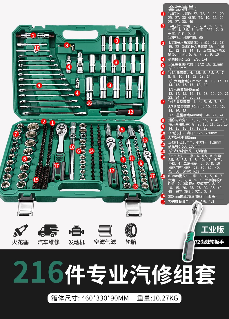 Taiwan made ratchet wrench combination new energy vehicle special socket repair tool set 4S store recommends CR-V material