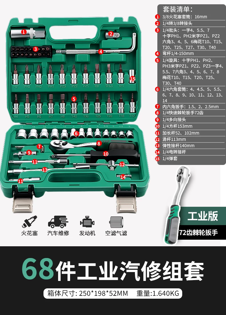 Taiwan made ratchet wrench combination new energy vehicle special socket repair tool set 4S store recommends CR-V material