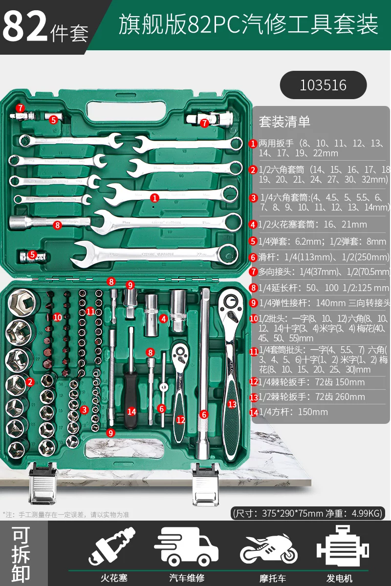 Taiwan made ratchet wrench combination new energy vehicle special socket repair tool set 4S store recommends CR-V material
