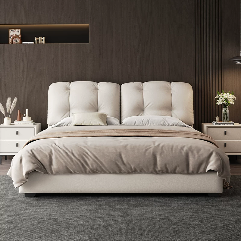 Yun Duo Duo Bed Кожаная кровать современная минималистская легкая роскошная главная спальня сеть красная ins ins ression двуспальная кровать означает минималистскую свадебную кровать