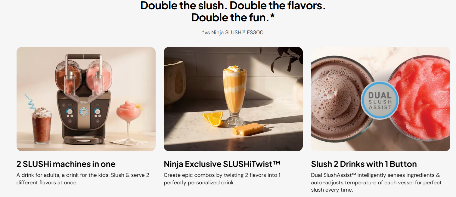 Аппарат для замороженных напитков Ninja SLUSHi FS701BR, двойное вращение, интеллектуальная смузи-машина, 110 В