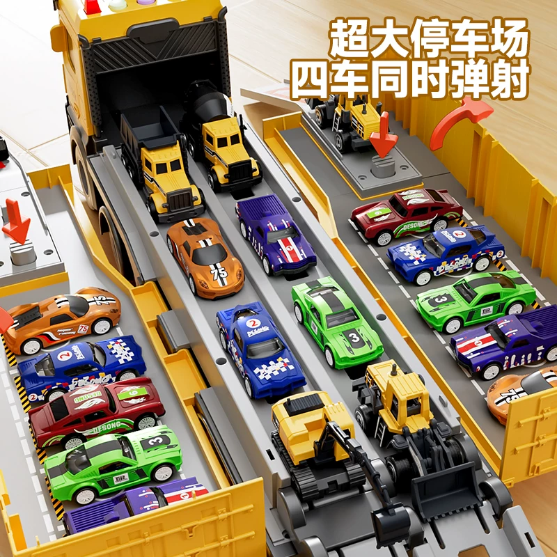Children's container truck, container crane, large truck, alloy excavator, car engineering vehicle, toy set, boy
