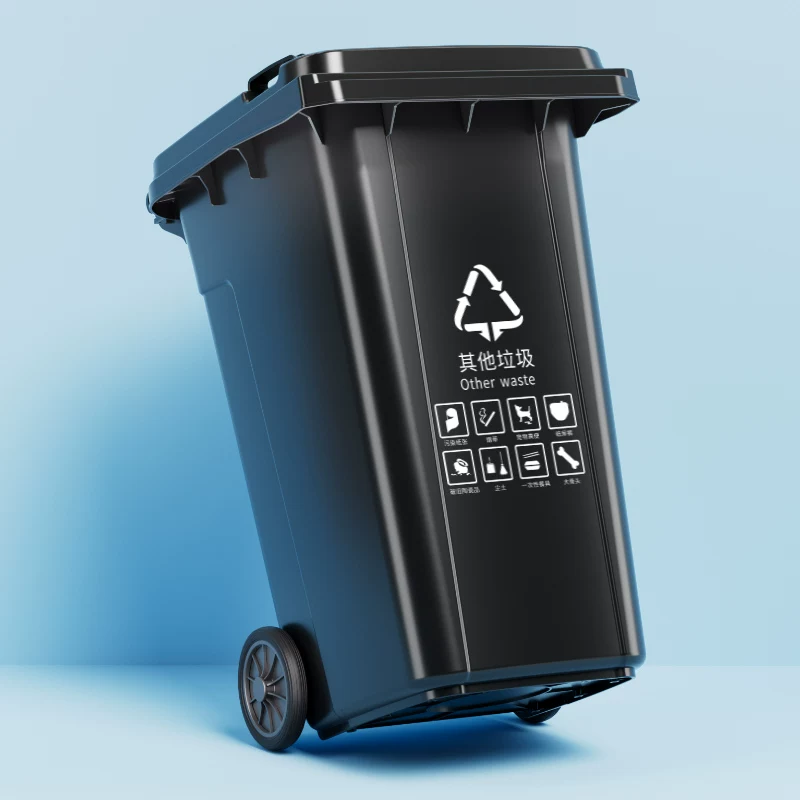 Garbage bin large capacity commercial 240L with lid extra large 120 outdoor classification sanitation trailer bucket with wheels