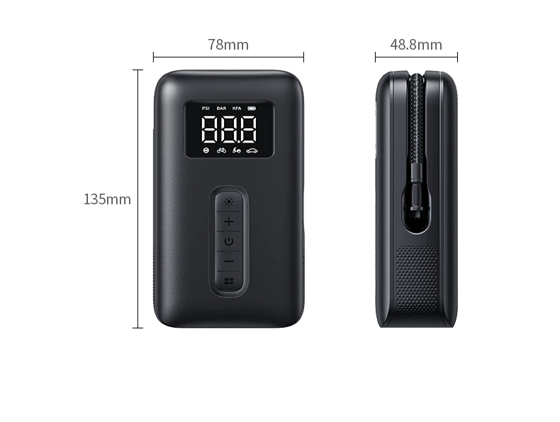 Green Union Portable Car Electric Inflator Pump Bicycle Inflator Pump Can Measure Tire Pressure Display Inflator Treasure