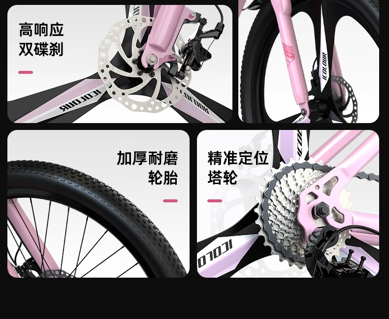 Mountaineering Bike Adult Female Variable Speed Youth Highway Campus Shock Absorber Bike 24 inch Male Junior High School Student
