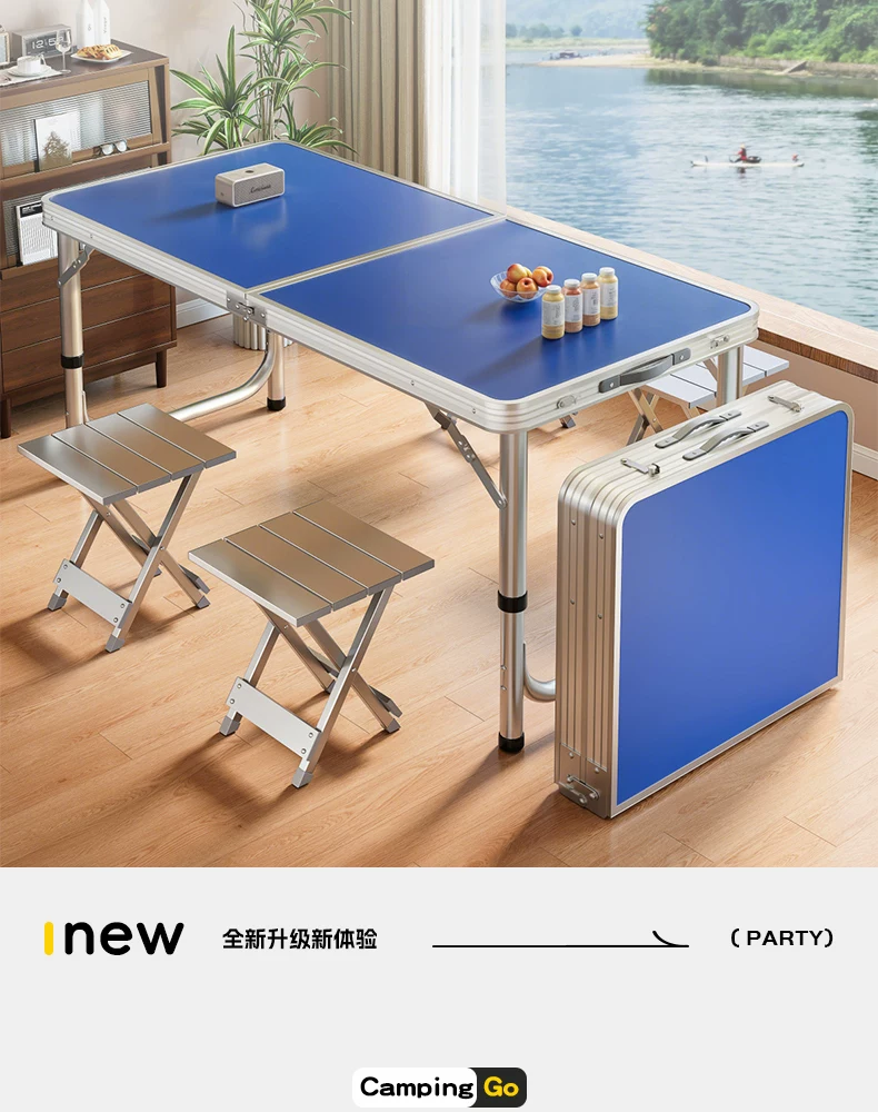 Outdoor folding table, portable camping table, picnic table, barbecue table, simple adjustable stall table, rectangular table