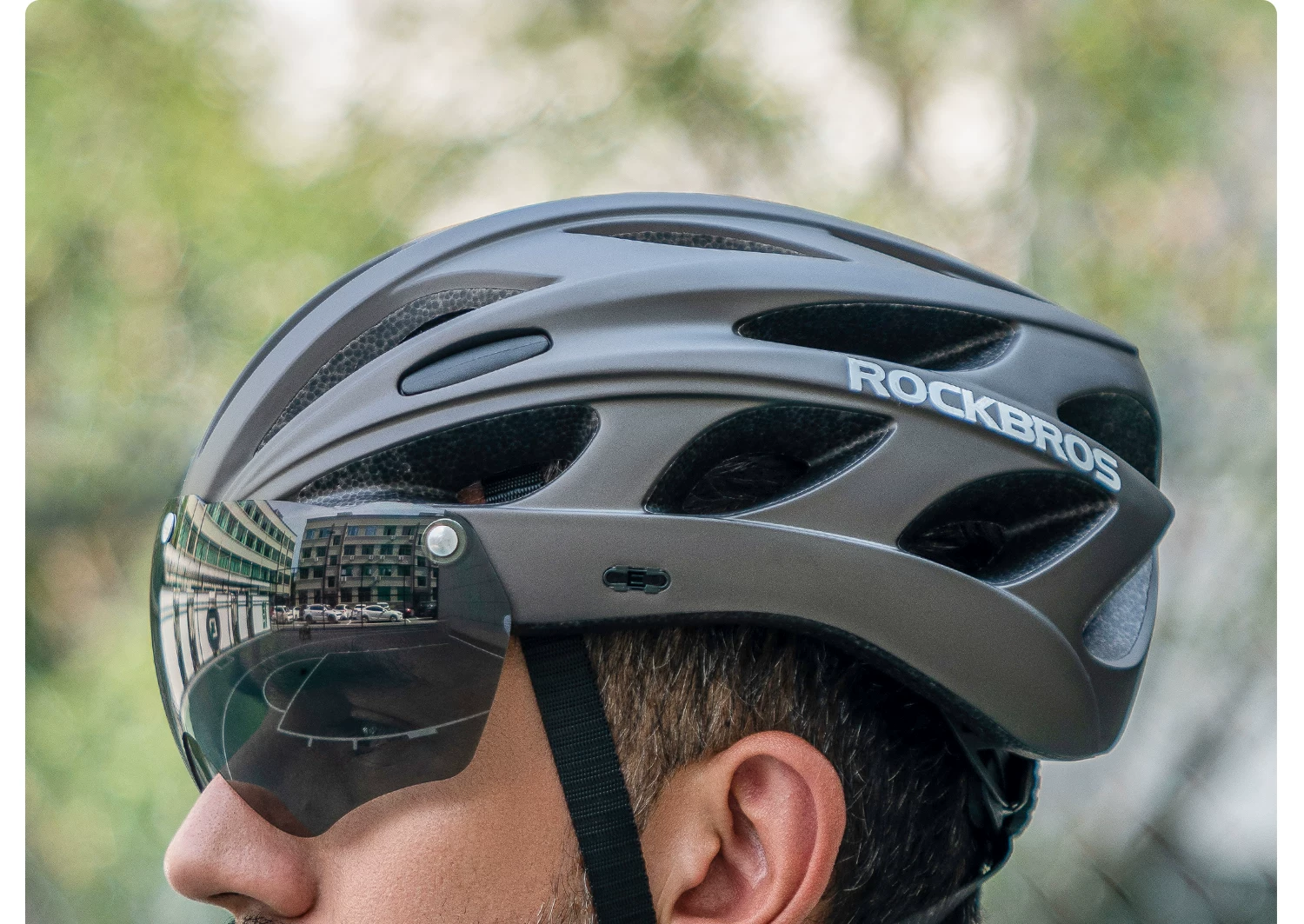 Rock Brothers bicycle helmet with goggles, one-piece molding riding helmet, men's and women's mountain road bike safety helmet