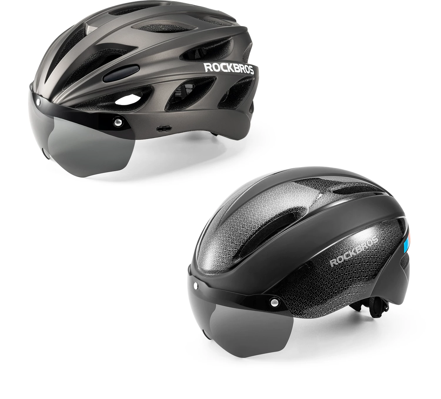 Rock Brothers bicycle helmet with goggles, one-piece molding riding helmet, men's and women's mountain road bike safety helmet