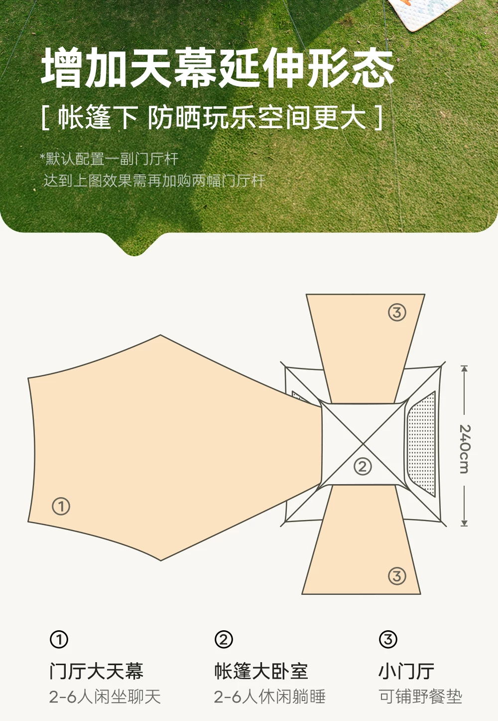 Primitive man tent, outdoor camping, overnight camping, foldable portable canopy, 2-in-1 fully automatic camping equipment