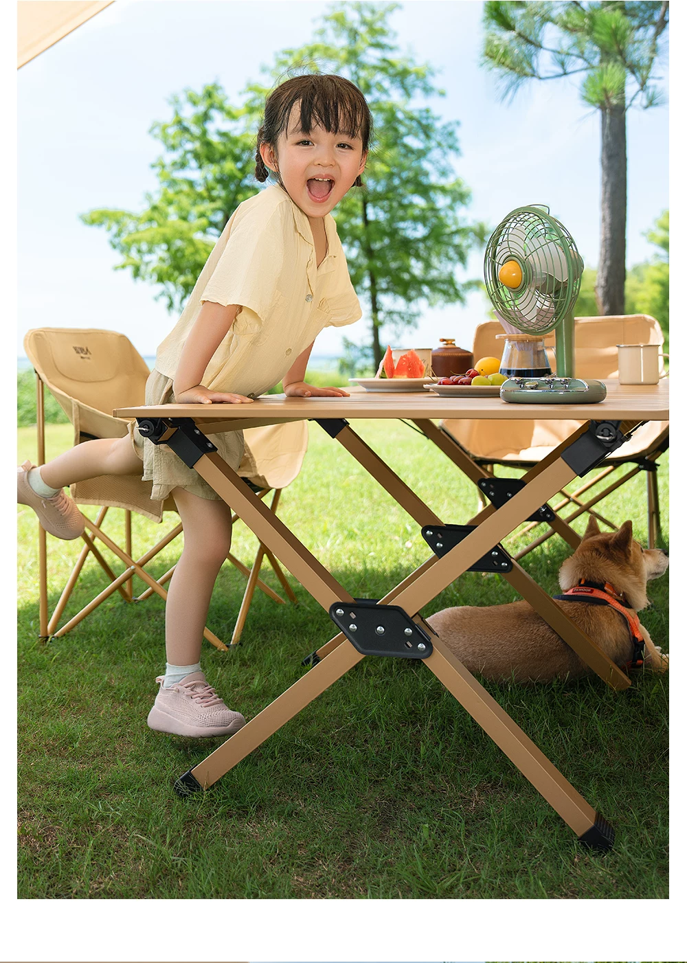 Primitive people's vinyl canopy tent windproof and sunshade camping canopy outdoor camping table and chair combination