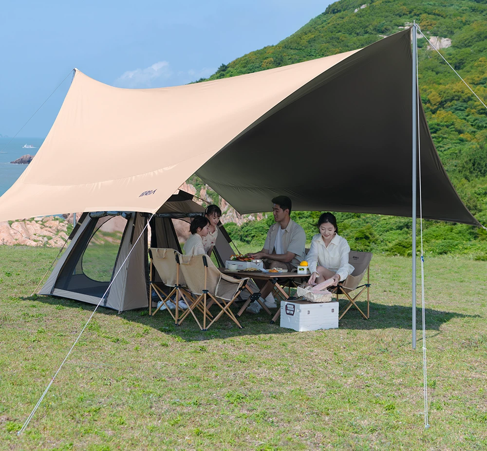 Primitive people's vinyl canopy tent windproof and sunshade camping canopy outdoor camping table and chair combination