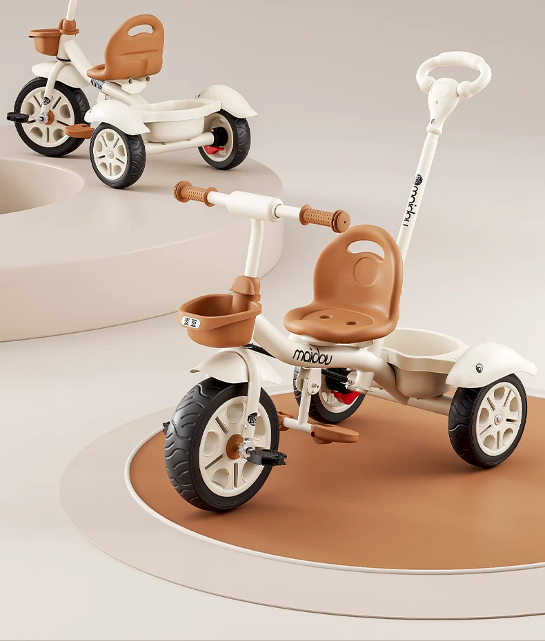 Maidou children's tricycle is suitable for 1-5 years old to collect storage baskets and bicycles. It has titanium empty wheels and color baby strollers