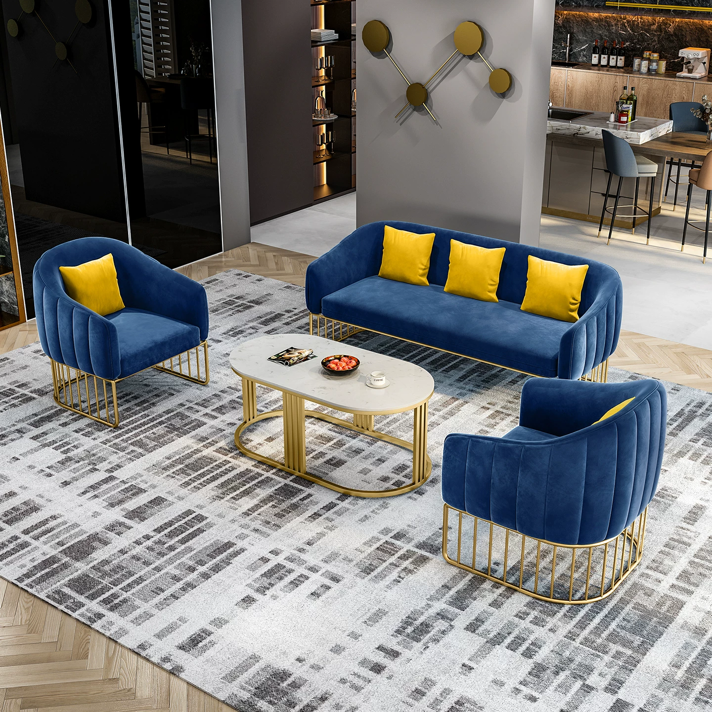 Clothing store, small sofa, nail salon, Nordic minimalist modern internet celebrity beauty salon, wrought iron leisure reception table and chair combination