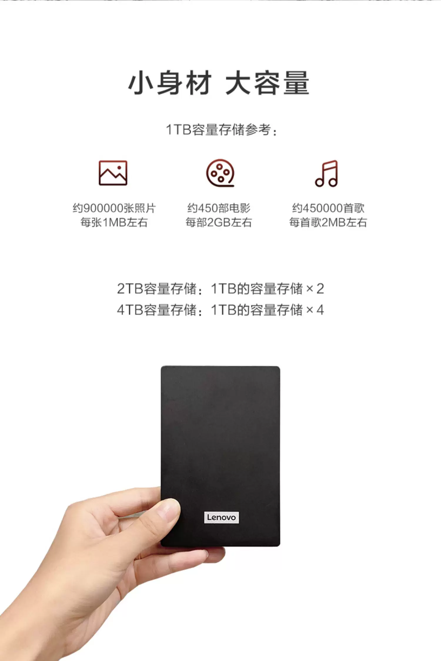 Popular Lenovo F508 portable hard drive 2t large capacity high-speed 1t USB 3.2 external tablet