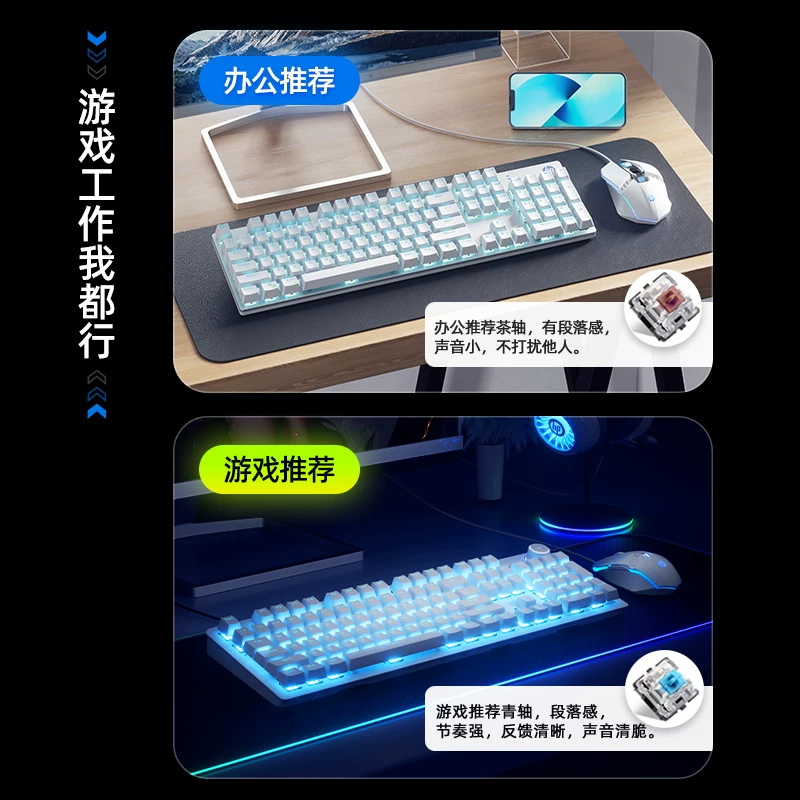 HP Mechanical Keyboard, Keyboard, Mouse Set, Mouse, Gaming, Laptop, Keyboard, Desktop, Male and Female Office