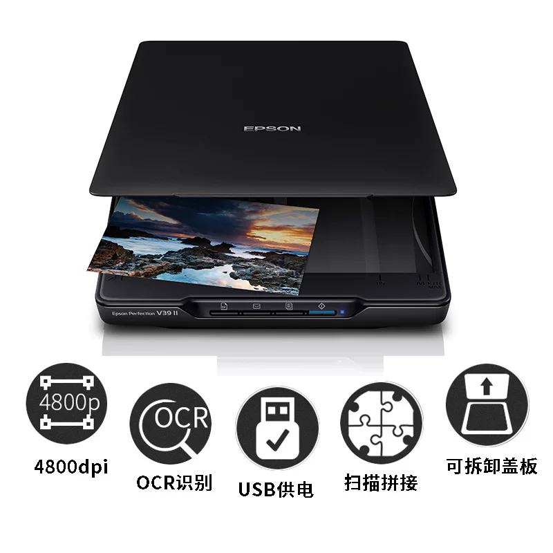 New Epson V39II/V19II Color A4 Tablet Scanner for Home A3 Splicing Photo Files, Office Contracts PDF Files, High Definition Drawing Manuscripts, Image Assignments, Portable
