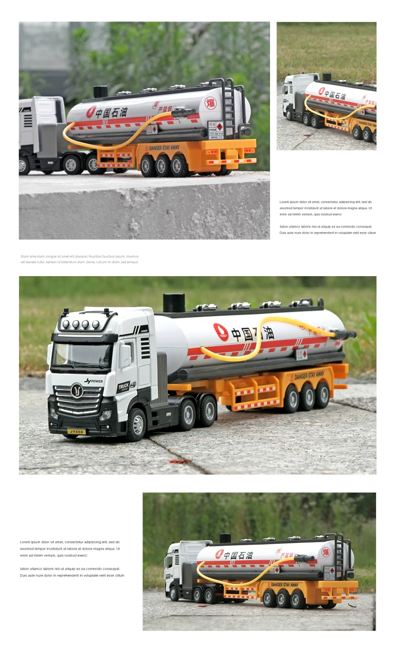 Water spray super large alloy oil tank truck, children's toy engineering vehicle model, petroleum truck toy car, boy