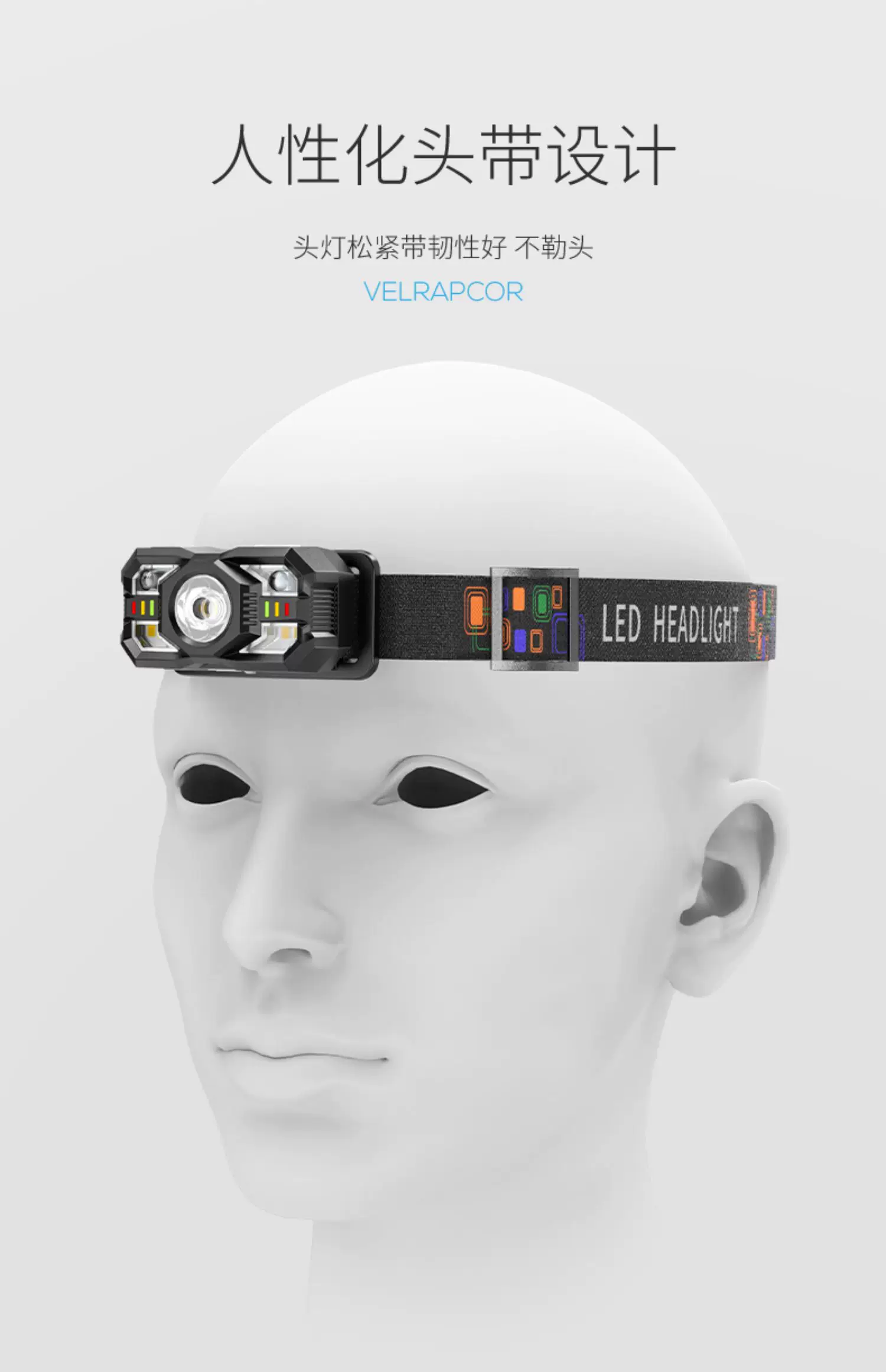 Smiling Shark Headlights, Strong Light Charging, Ultra Bright Head Mounted Fishing, Outdoor Long Range, Intelligent Sensing LED Night Fishing
