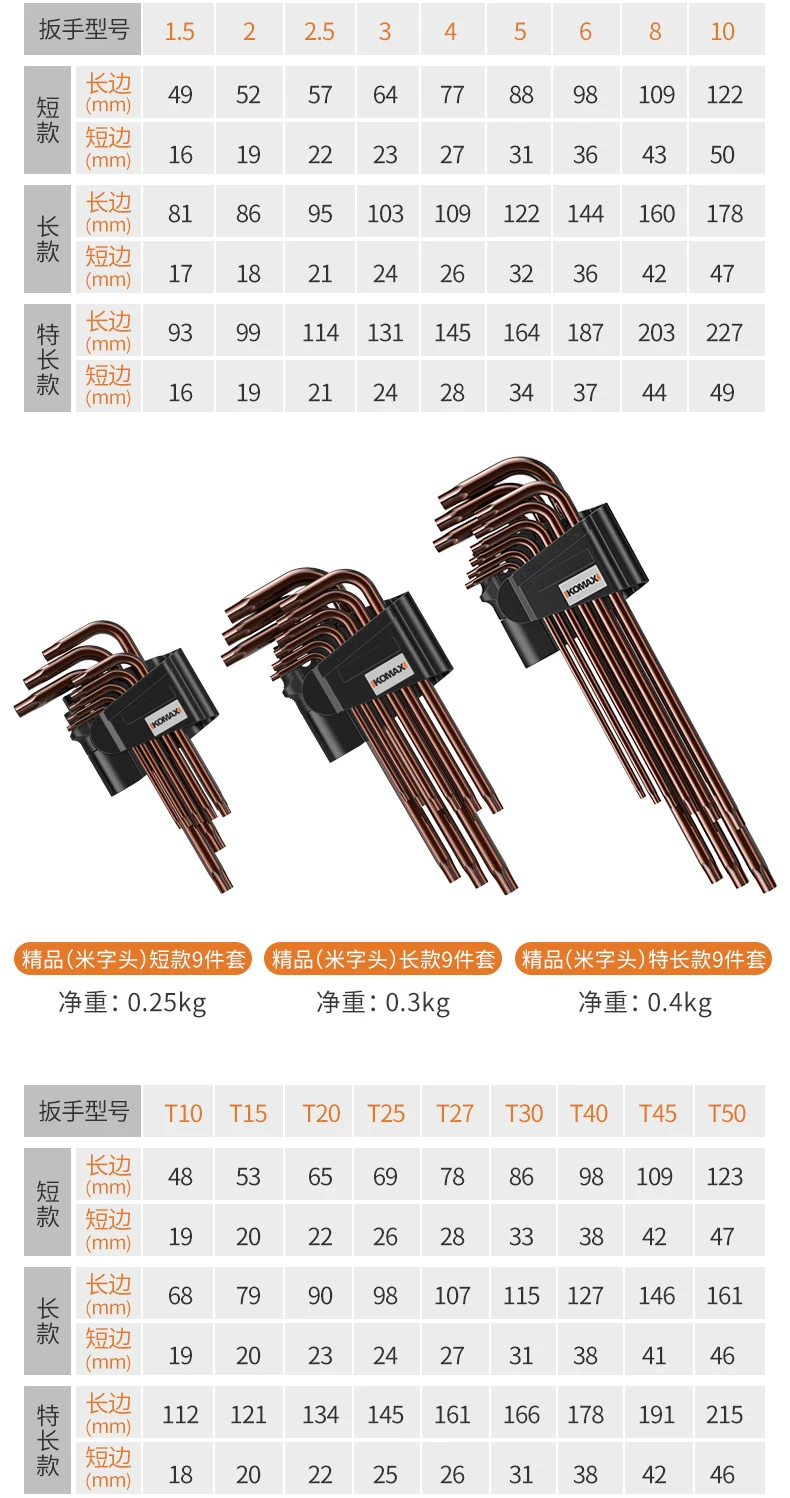 Hexagonal wrench set with hexagonal inside hexagonal plum blossom and hexagonal screwdriver tools, complete set of wrenches, automatic hexagonal wrench
