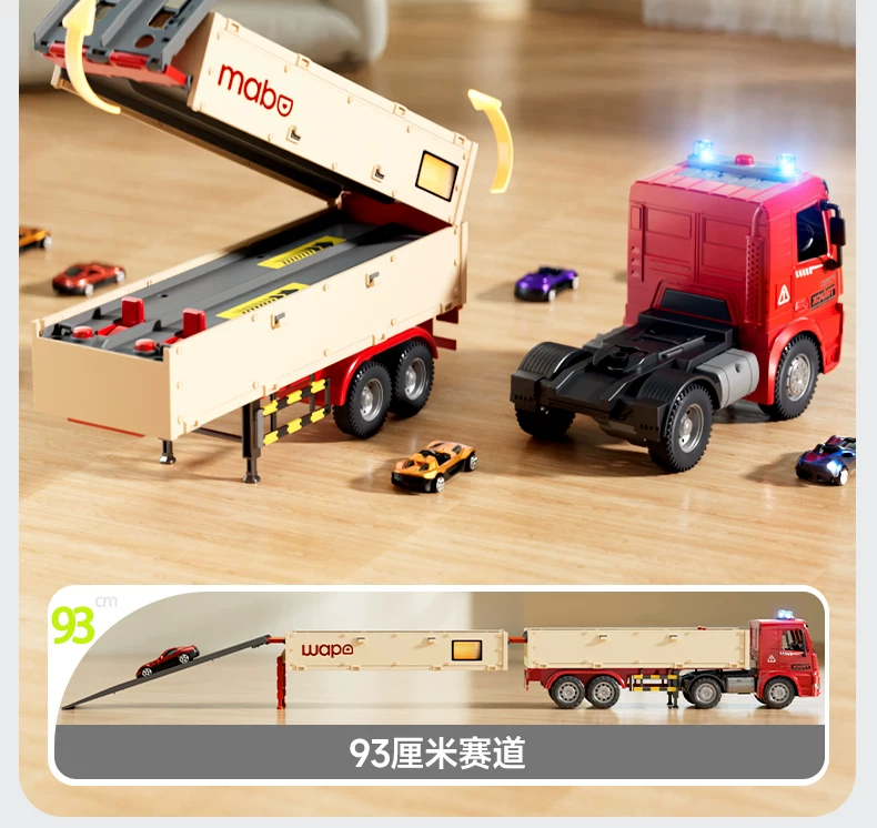Children's deformation catapult, large truck, rail transport vehicle, cargo toy, alloy car, tow, 2-year-old and 3-year-old boys, parking lot