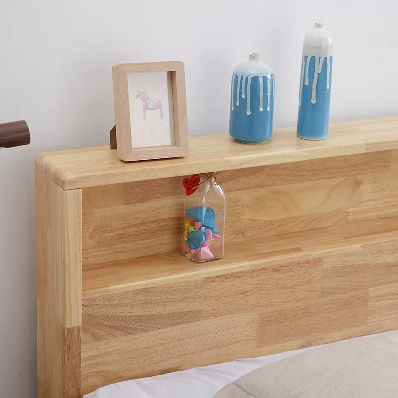 Северная сплошная деревянная кровать главная спальня 1,8 м1,5 м Экономика -Стиль Японский Простой современный двойник с мягкой свадебной кроватью