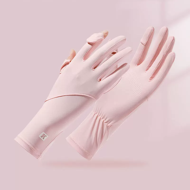 Sunscreen gloves for men, anti slip touch screen for driving, ice silk for summer riders, outdoor cycling, hiking, anti UV fishing