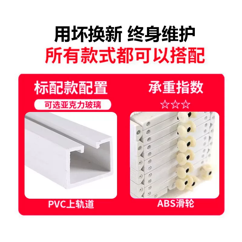 PVC folding door, bathroom partition door, suitable for natural gas sliding door, thickened material, easy installation, sliding door