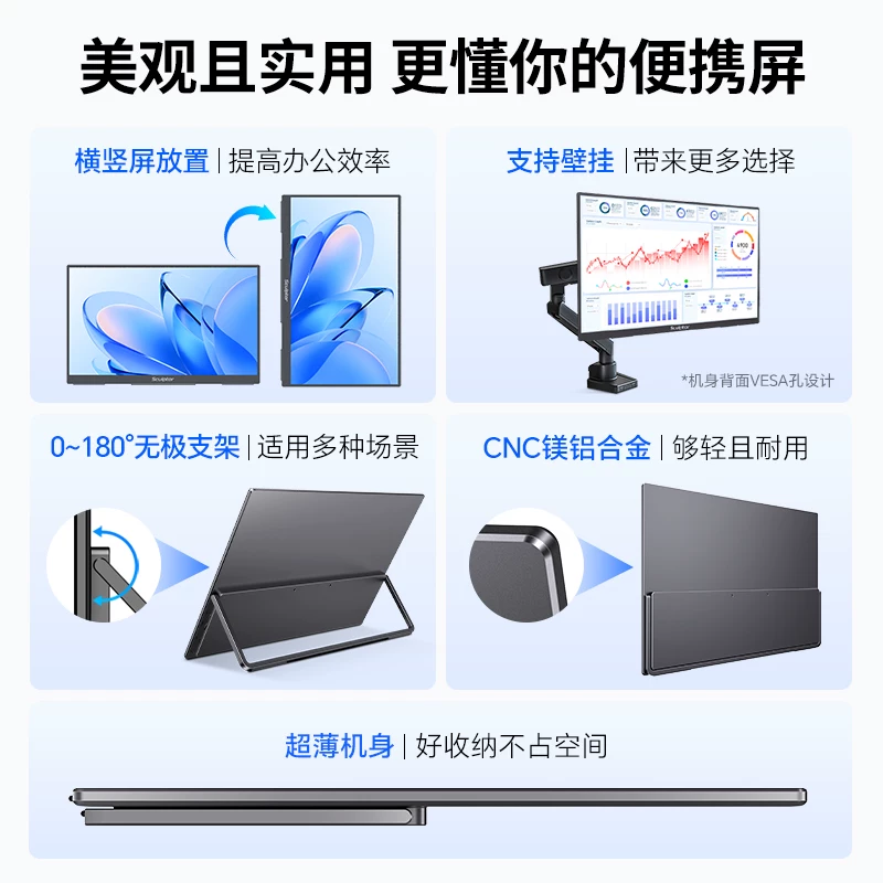 Sculptor 4K portable touch screen for multi scene applications, high color gamut display suitable for Switch external wireless cable expansion