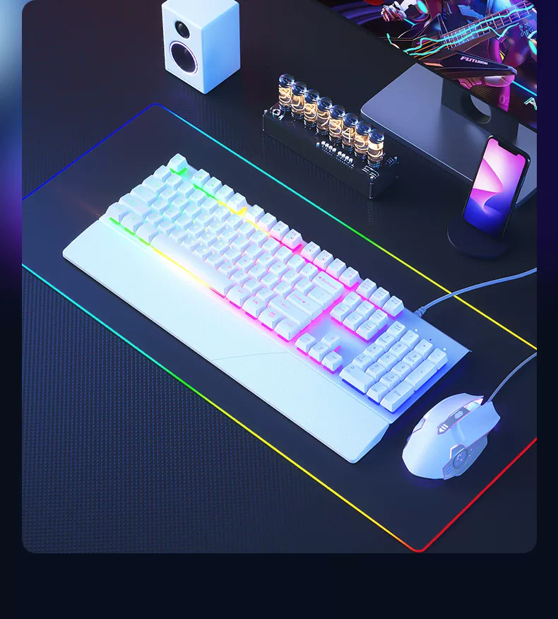 Mechanical feel wired keyboard mute desktop laptop gaming office typing mouse set