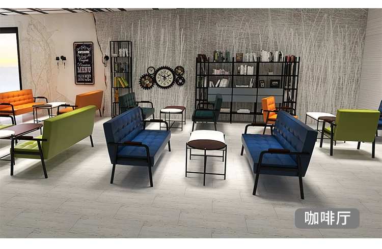 American retro oil wax leather sofa, industrial style iron sofa, L-shaped combination, small apartment, simple modern sofa