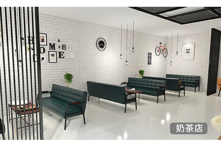 American retro oil wax leather sofa, industrial style iron sofa, L-shaped combination, small apartment, simple modern sofa