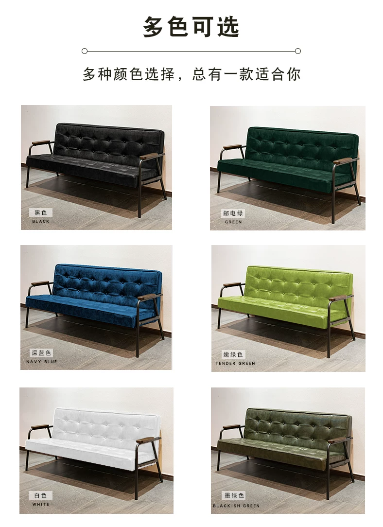 American retro oil wax leather sofa, industrial style iron sofa, L-shaped combination, small apartment, simple modern sofa
