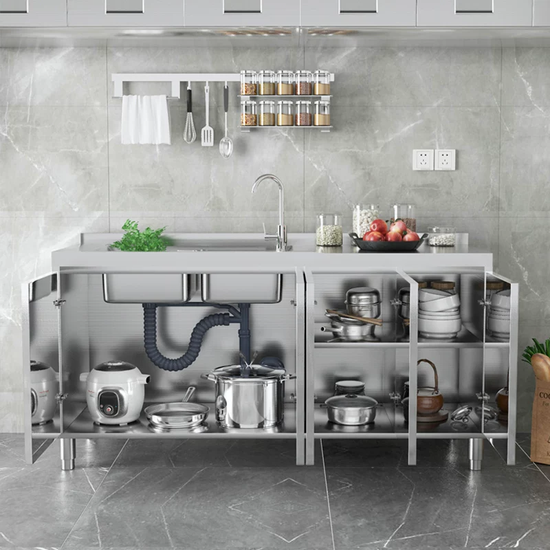 Overall stainless steel kitchen cabinet made of 304 material, designed for small household kitchen cabinets and rural kitchen stoves