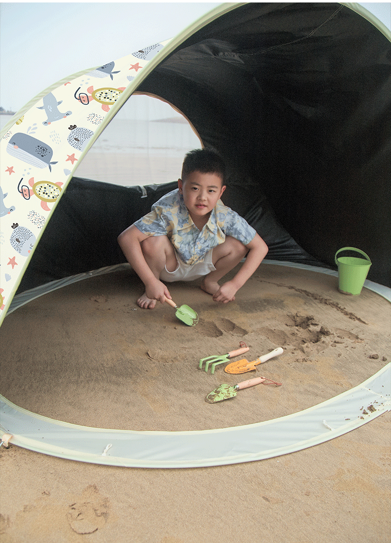 Muche KOMMOT One Throw Quick Open Sunshade Beach Sunscreen Black Rubber Tent Beach Camping Children's Folding Portable