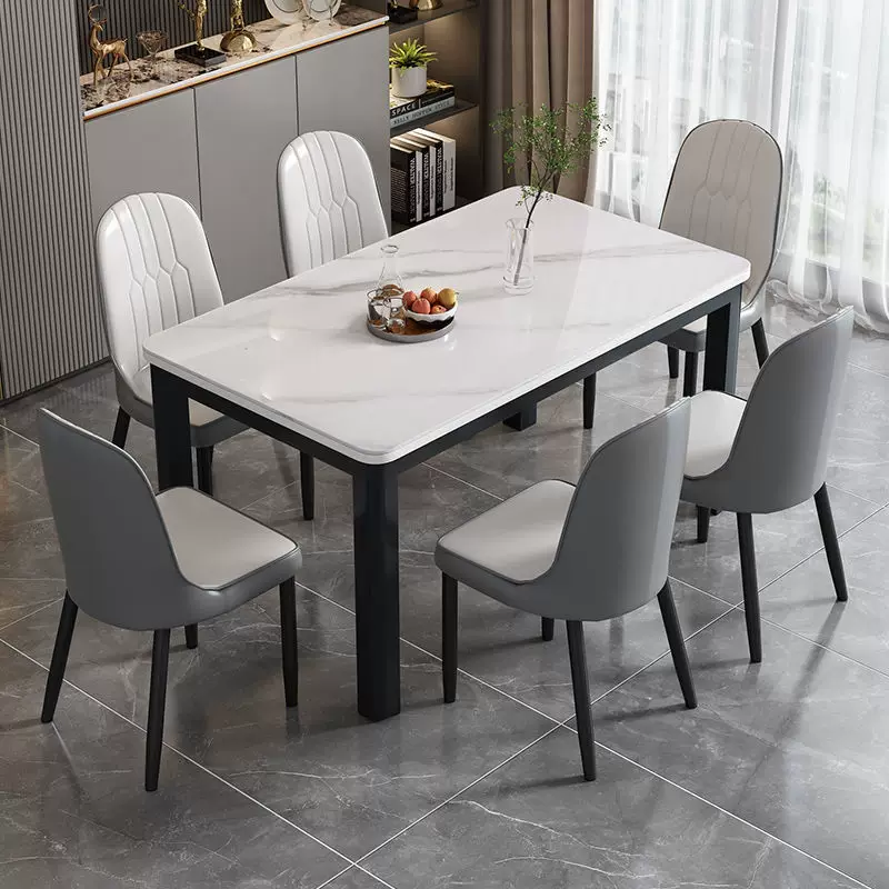 Tempered glass dining table and chair combination, modern and simple household dining table, dining room kitchen, living room table and chair combination